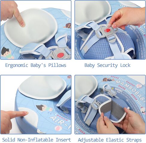 Mambobaby Float with Canopy, Non-Inflatable Swim Trainer for Infants and Toddlers 3-24 Months, Avoid Flip Design, UPF 50+, Safe & Comfortable Baby Pool Float in Saudi Arabia