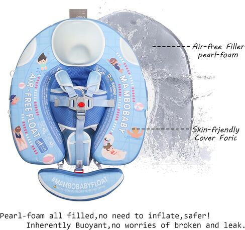 Mambobaby Float with Canopy, Non-Inflatable Swim Trainer for Infants and Toddlers 3-24 Months, Avoid Flip Design, UPF 50+, Safe & Comfortable Baby Pool Float in Saudi Arabia