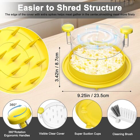 Chicken Shredder Tool Twist Large Meat Shredders for Chicken Breast,Visible Kitchen Gadgets Grinder Machine with Brush,Strong Anti-Slip Ergonomic Handle Dishwasher-safe BPA Free (Black) in Saudi Arabia