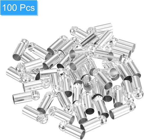uxcell 100Pcs Leather Cord End Caps, 4.5mm OD Column Barrel Terminators for DIY Making Leather Bracelets Tassels, Gold Tone in Kuwait