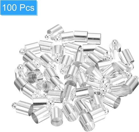 uxcell 100Pcs Leather Cord End Caps, 4.5mm OD Column Barrel Terminators for DIY Making Leather Bracelets Tassels, Gold Tone in Kuwait