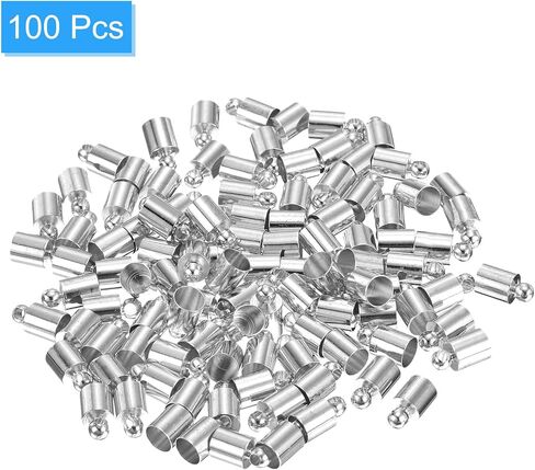 uxcell 100Pcs Leather Cord End Caps, 4.5mm OD Column Barrel Terminators for DIY Making Leather Bracelets Tassels, Gold Tone in Kuwait