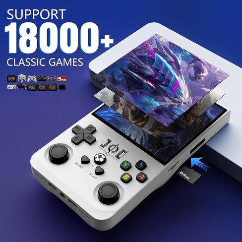 R36MAX Retro Handheld Game Console, 4.0 Inch IPS HD Screen Retro Gaming Console, Linux System, 20＋Mainstream Emulator Games Retro Game Console, 4000mAh Battery, Built-in 64G TF Card, Black in Kuwait