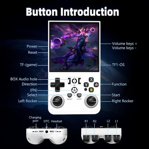 R36MAX Retro Handheld Game Console, 4.0 Inch IPS HD Screen Retro Gaming Console, Linux System, 20＋Mainstream Emulator Games Retro Game Console, 4000mAh Battery, Built-in 64G TF Card, Black in Kuwait