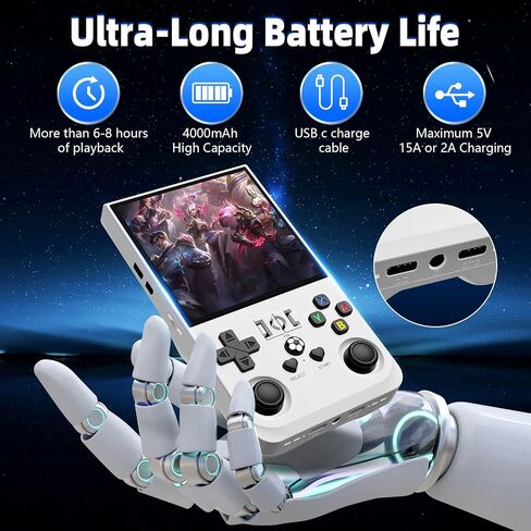 R36MAX Retro Handheld Game Console, 4.0 Inch IPS HD Screen Retro Gaming Console, Linux System, 20＋Mainstream Emulator Games Retro Game Console, 4000mAh Battery, Built-in 64G TF Card, Black in Kuwait