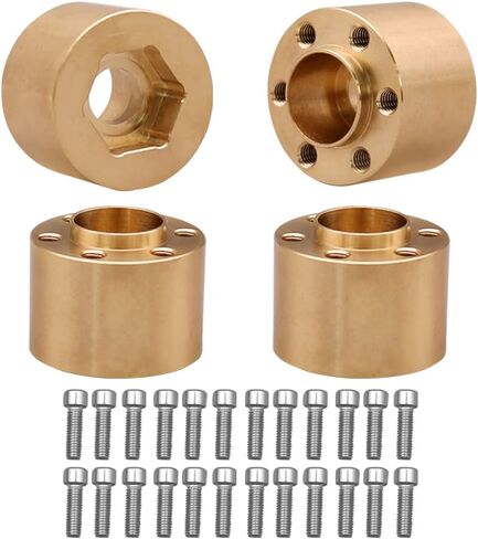 4Pcs Brass Weights 1.9 2.2 Inches Beadlock Wheels 12mm Hex Wheel Hub Widen Adapters for SCX10 TRX4 1/10 RC Crawler Upgrades (Black, 22mm) in Saudi Arabia