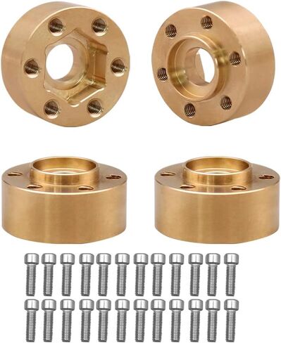 4Pcs Brass Weights 1.9 2.2 Inches Beadlock Wheels 12mm Hex Wheel Hub Widen Adapters for SCX10 TRX4 1/10 RC Crawler Upgrades (Black, 22mm) in Saudi Arabia