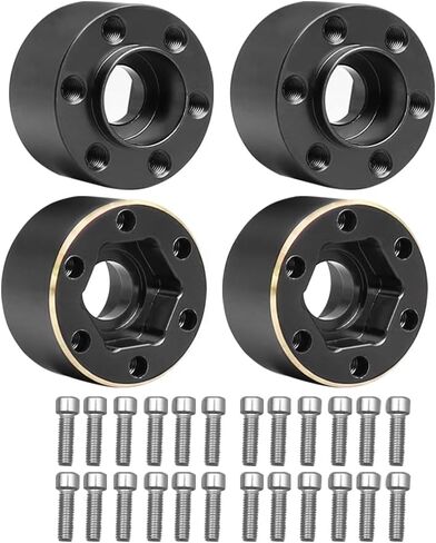 4Pcs Brass Weights 1.9 2.2 Inches Beadlock Wheels 12mm Hex Wheel Hub Widen Adapters for SCX10 TRX4 1/10 RC Crawler Upgrades (Black, 22mm) in Saudi Arabia