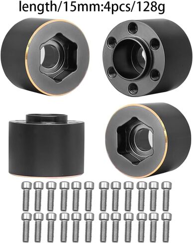 4Pcs Brass Weights 1.9 2.2 Inches Beadlock Wheels 12mm Hex Wheel Hub Widen Adapters for SCX10 TRX4 1/10 RC Crawler Upgrades (Black, 22mm) in Saudi Arabia