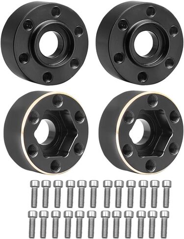 4Pcs Brass Weights 1.9 2.2 Inches Beadlock Wheels 12mm Hex Wheel Hub Widen Adapters for SCX10 TRX4 1/10 RC Crawler Upgrades (Black, 22mm) in Saudi Arabia
