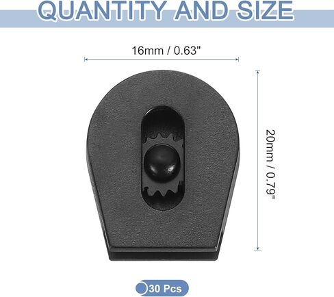 uxcell 30 Pcs Wheeled Cord Locks for Drawstring Plastic Toggle Slider Stopper End Cord Slider Replacement for Backpack Shoelace Hat Bungee Shock Cord, 0.6x0.8 Inch in Kuwait