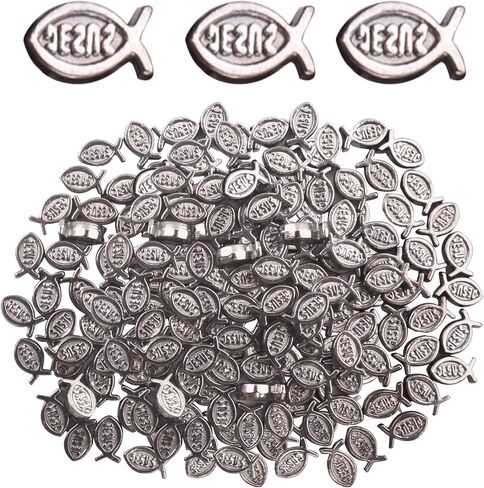 100pcs Jesus Fish Spacer Beads Religious Charm Beads Tibetan Alloy Christian Fish Shape Loose Beads for DIY Bracelet Necklace Jewelry Making Supplies in Kuwait