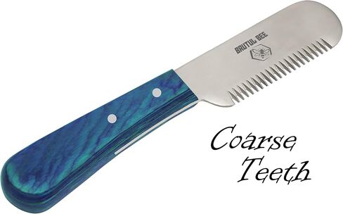 Bee Grooming Coat Trimmer and Stripper Tool Set of 3 - Stainless Steel Blade Non-Slip Wooden Handle Tools for Dog Grooming (BLUE) in Kuwait