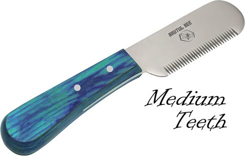 Bee Grooming Coat Trimmer and Stripper Tool Set of 3 - Stainless Steel Blade Non-Slip Wooden Handle Tools for Dog Grooming (BLUE) in Kuwait