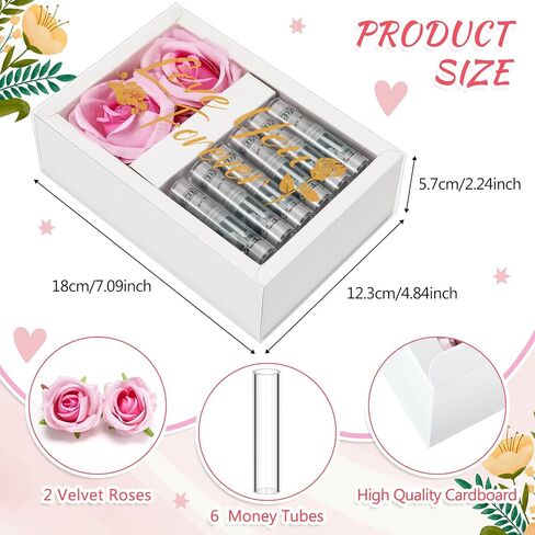 Valentine's Day Money Gift Boxes for Cash Love You Forever Money Box for Cash Gift Money Gift with 2 Velvet Rose Flower 6 Acrylic Money Tubes for Husband Wife Anniversary Birthday in Kuwait