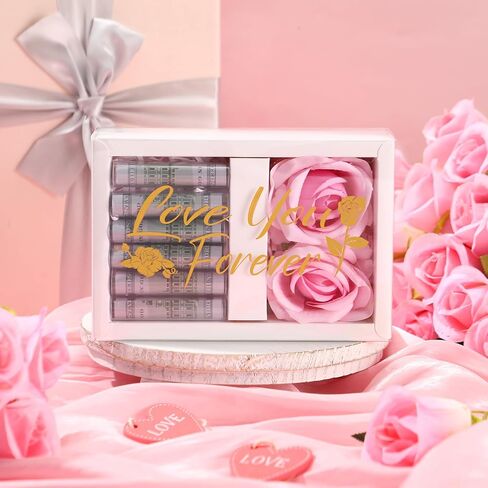 Valentine's Day Money Gift Boxes for Cash Love You Forever Money Box for Cash Gift Money Gift with 2 Velvet Rose Flower 6 Acrylic Money Tubes for Husband Wife Anniversary Birthday in Kuwait