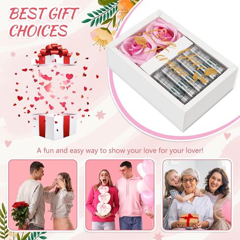 Valentine's Day Money Gift Boxes for Cash Love You Forever Money Box for Cash Gift Money Gift with 2 Velvet Rose Flower 6 Acrylic Money Tubes for Husband Wife Anniversary Birthday in Kuwait