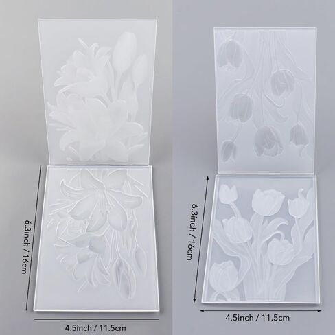 2 Pieces 3D Embossing Folder for Card Making Tulip and Lily Floral Textures Impressions Background Plastic Embossing Folders Template for DIY Scrapbooking and Other Paper Crafts Mother's Day Card Dec in Kuwait