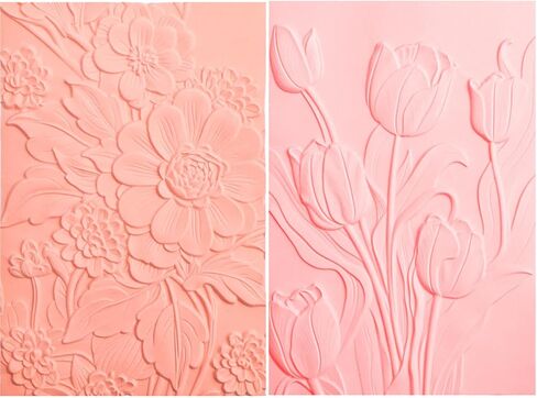 2 Pieces 3D Embossing Folder for Card Making Tulip and Lily Floral Textures Impressions Background Plastic Embossing Folders Template for DIY Scrapbooking and Other Paper Crafts Mother's Day Card Dec in Kuwait
