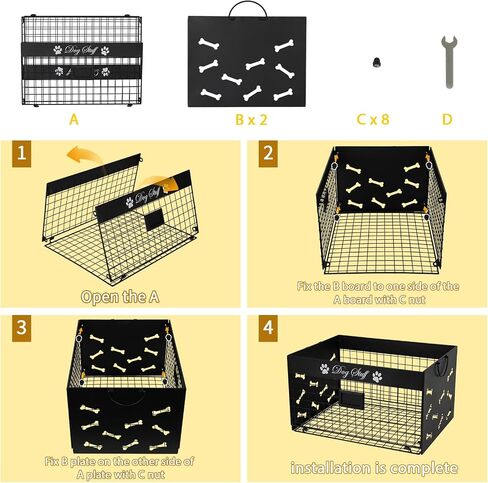 Dog Toy Basket - Large Dog Toy Box with Handles and Label Position Design for Living Room, Metal Dog Toy Bin Storage for Dogs Chew Pets Toys, Blankets, Clothes, Food (Black) in Saudi Arabia
