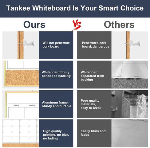 تقويم محو جاف في Tankee - 16 "x12" لوحة كورك من الوجهين على الوجهين ، Como ، تقويم صغير شهريًا للمجلس الأبيض المغناطيسي للجدار ، المنزل ، المكتب ، المطبخ ، التخطيط ، المدرسة in Kuwait