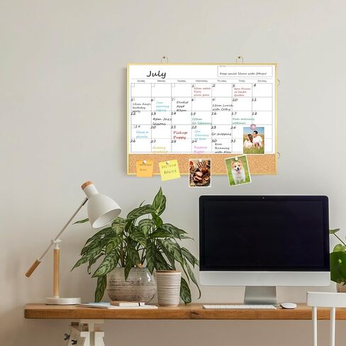 تقويم محو جاف في Tankee - 16 "x12" لوحة كورك من الوجهين على الوجهين ، Como ، تقويم صغير شهريًا للمجلس الأبيض المغناطيسي للجدار ، المنزل ، المكتب ، المطبخ ، التخطيط ، المدرسة in Kuwait