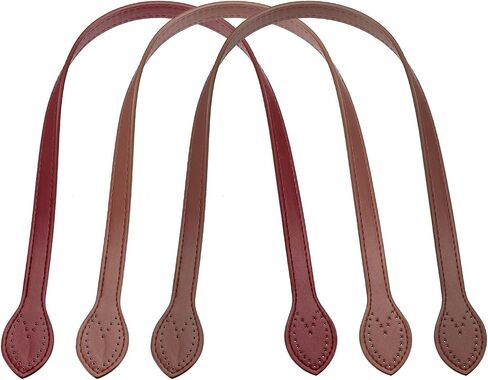 PATIKIL Leather Bag Handle Strap Set, 6 Pcs 23.6" L 5/8" W Replacement Leather Purse Straps Sew on Bag Handle for Purse Handbag Making, Black/Earthy Yellow/Burgundy in Saudi Arabia