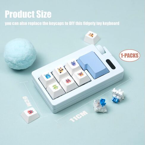 Keyboard Fidget Toy - Loud Keyboard Fidget Clicker Cute Keyboard Clicker Fidget Button Stress Relief Fidget for Adult to Relief Stress (Blue) in Kuwait