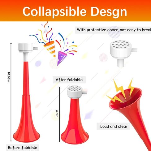 Vuvuzelas Soccer Horn Hornlapsible Blow Horns صانع الضوضاء بصوت عالٍ الصوت الرياضي Horn Noisemaker للأحداث الرياضية المدارس ألعاب التخرج اللوازم الحفلات الإكسسوارات in Kuwait