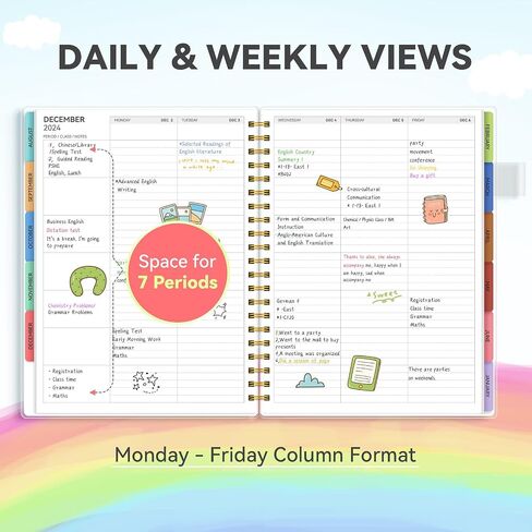 Teacher Planner 2024-2025, Teacher Lesson Planner Aug 2024-Jul 2025, 8.5"x11", Planner 2024-2025 Daily Weekly and Monthly, Spiral Bound Calendar Notebook with Color Tabs, School Supplies in Saudi Arabia