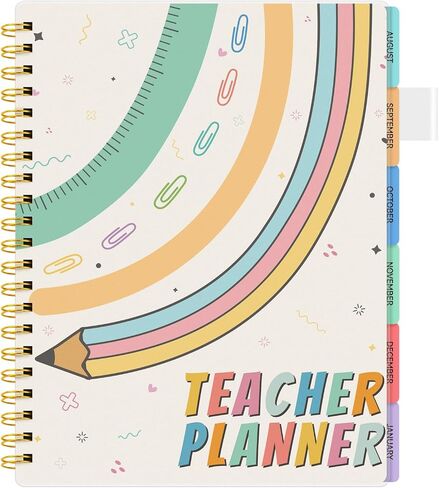 Teacher Planner 2024-2025, Teacher Lesson Planner Aug 2024-Jul 2025, 8.5"x11", Planner 2024-2025 Daily Weekly and Monthly, Spiral Bound Calendar Notebook with Color Tabs, School Supplies in Saudi Arabia