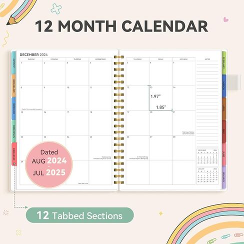 Teacher Planner 2024-2025, Teacher Lesson Planner Aug 2024-Jul 2025, 8.5"x11", Planner 2024-2025 Daily Weekly and Monthly, Spiral Bound Calendar Notebook with Color Tabs, School Supplies in Saudi Arabia