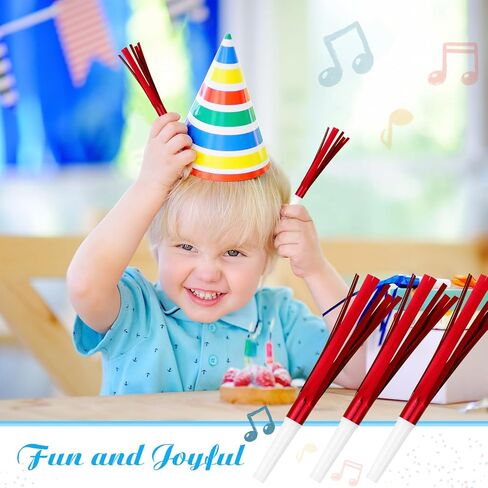 48 PCS صانعي الضوضاء الذهب اللامع بريق صانعي الضوضاء المعدني للقرون للاستحمام الطفل ، عيد ميلاد الأطفال ، حفل زفاف ، حفلة رأس السنة الجديدة لصالح in Kuwait