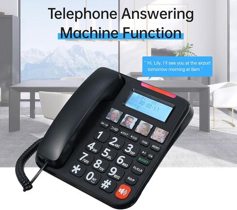 D2015 TAM Expandable Phone System Corded/Cordless Phone System with Telephone Answering Big Buttons Handset/Base Speakerphones in 3 Lines Display Caller ID 50 Phone Book Memories (Black) in Saudi Arabia