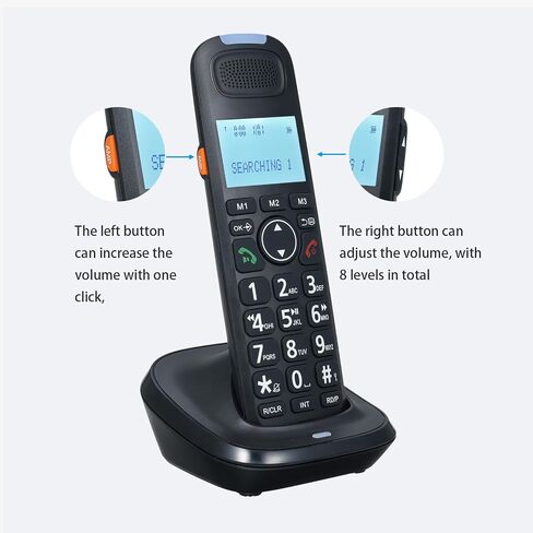 D2015 TAM Expandable Phone System Corded/Cordless Phone System with Telephone Answering Big Buttons Handset/Base Speakerphones in 3 Lines Display Caller ID 50 Phone Book Memories (Black) in Saudi Arabia