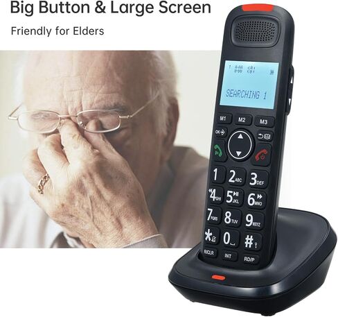 D2015 TAM Expandable Phone System Corded/Cordless Phone System with Telephone Answering Big Buttons Handset/Base Speakerphones in 3 Lines Display Caller ID 50 Phone Book Memories (Black) in Saudi Arabia