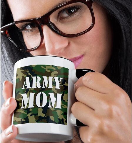 كوب سيراميك مموه باللون الأخضر من 3dRose Army Mom، 15 أونصة in Saudi Arabia