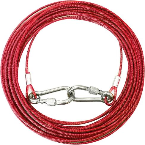 Dog Tie Out Cable 16.4FT Dog Runner for Stainless Steel Wire Cable, Anti Rust Spiral Stake, Outside Leash & Chain for Camping and Yard, Heavy Duty for Medium-Large Dogs Up to 125 lbs (Blue) in Kuwait