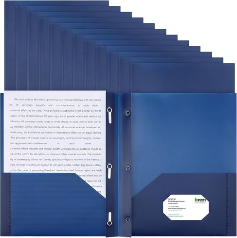 Patelai 12 Pcs Plastic Folders with Pockets 2 Heavy Duty Pocket Folders with 3 Prongs and Fasteners for Office (White,Gray,Black) in Saudi Arabia