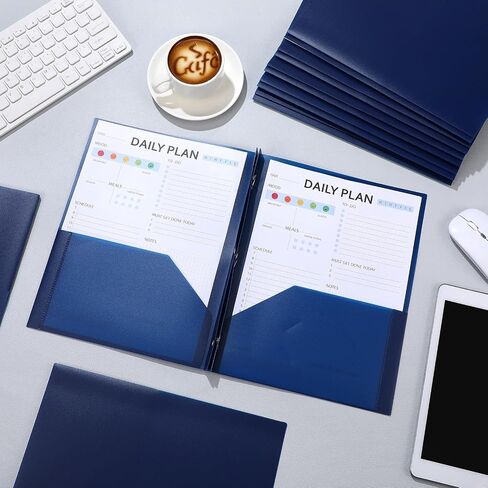 Patelai 12 Pcs Plastic Folders with Pockets 2 Heavy Duty Pocket Folders with 3 Prongs and Fasteners for Office (White,Gray,Black) in Saudi Arabia