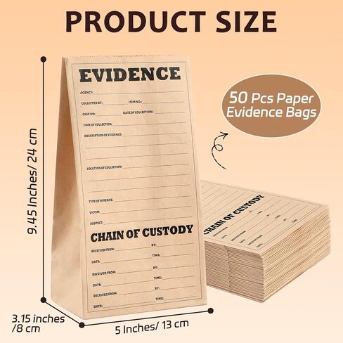 gisgfim 25Pcs Paper Evidence Bags 9.45 x 5 x 3 Inch Mystery Bag Crime Scene Evidence Bag for Receipts Murder Mystery Party Decorations Crime Scene Tape Investigation Kit Detective Party Favors in Kuwait