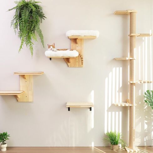 FUKUMARU Cat Wall Shelves, 2 Platform with Soft Cushion Perch in Kuwait