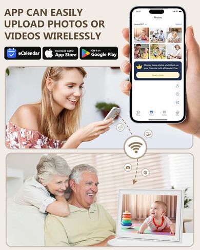 Digital Calendar, 15.6inch Smart WiFi Digital Calendar&Chore Chart, 1920 * 1080 IPS Touch Screen HD Display for Family Schedules, Wall-Mounted, Share Moments Instantly from Anywhere (White, 15.6 inch) in Kuwait