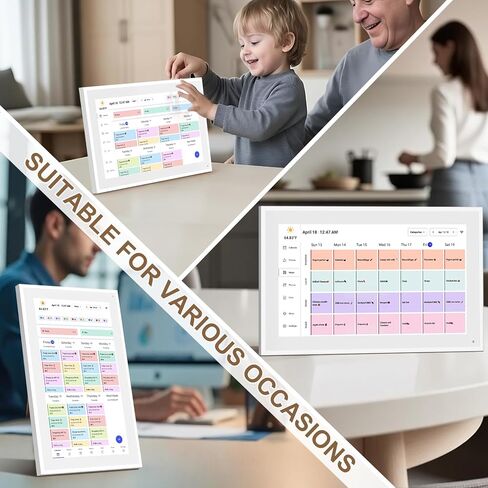 Digital Calendar, 15.6inch Smart WiFi Digital Calendar&Chore Chart, 1920 * 1080 IPS Touch Screen HD Display for Family Schedules, Wall-Mounted, Share Moments Instantly from Anywhere (White, 15.6 inch) in Kuwait