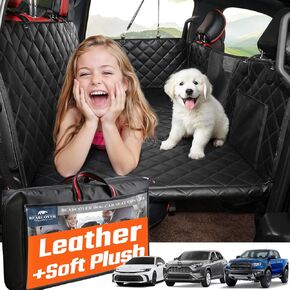 غطاء مقعد السيارة القاع الصلب للكلاب ، PU+Plush Dog Car Cover للمقعد الخلفي ، موسع المقعد الخلفي المقاوم للماء للكلاب في السيارة ، سرير كبير في أرجوحة الحيوانات الأليفة مع واقي الباب الخلفي لشاحنة سيارات السيارات