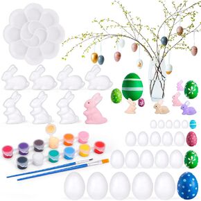 مجموعة PllieAy DIY Easter Craft Kit و 32 PCS 4 أحجام بيض الرغوة الحرفية و 2