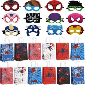 24 Packs Super Heroes Birthday Decorations, Superhero Party Favors with Hero Mask Gift Bags Dress Up Birthday Gift Superhero Party Decorations