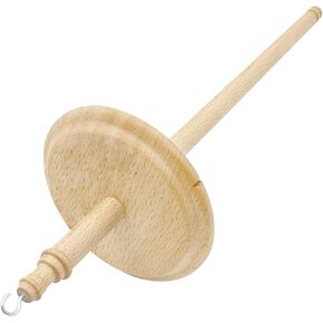 HAND U JOURNEY Premium Beech Wood Top Whorl Drop Spindle for Hand Spinning – 11" Shaft, 3.9" Whorl Diameter | Ideal for Beginners & Advanced Users | 1 Pc Fiber Spindle