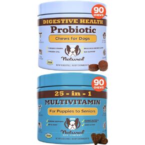 شركة Natural Dog Company Multivitamin و Probiotic Phems: الدعم الغذائي الكامل للكلاب ، يعزز الجهاز المناعي ، ويعزز صحة الجهاز الهضمي ، ومثالي لكبار الكلاب ومع المعدة الحساسة