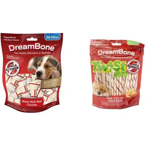 Dreambone Vegetable & Chicken Dock Chews (36 Count) Twist Sticks (50 Count)